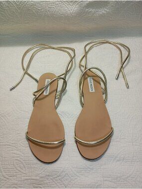 Steve Madden Womens Gold Wrap-Around Strap Sandals Size 9M Minimalist Design